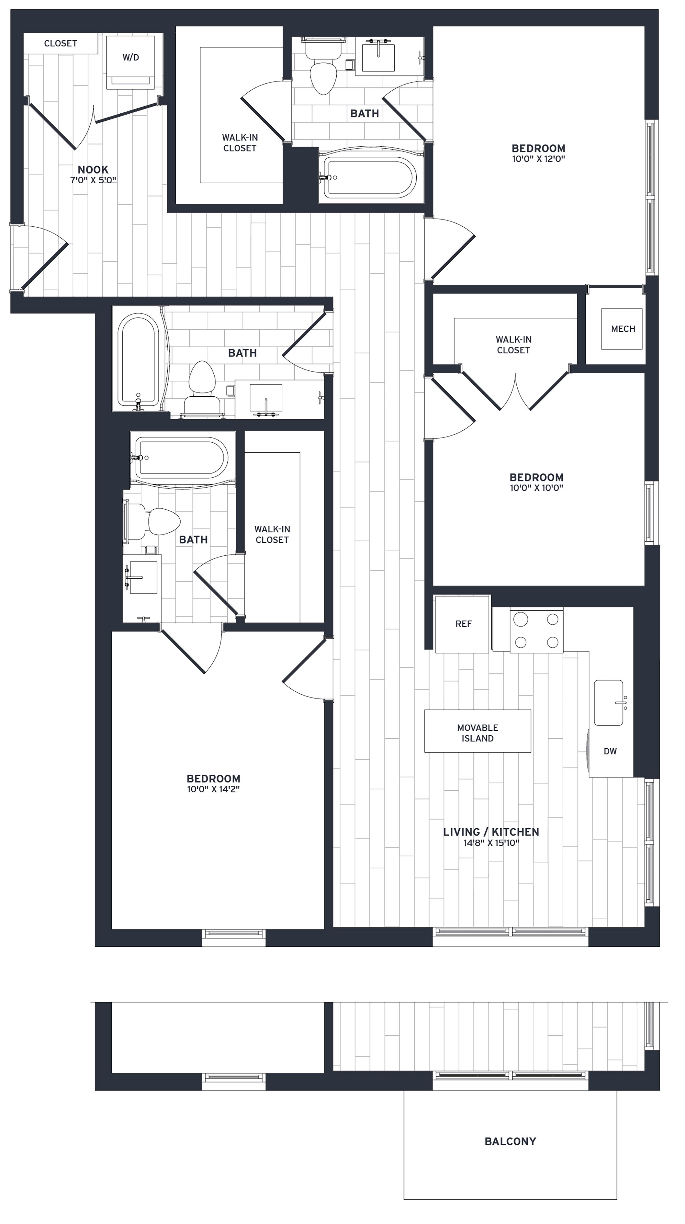 Floor Plan Image of Apartment Apt 211